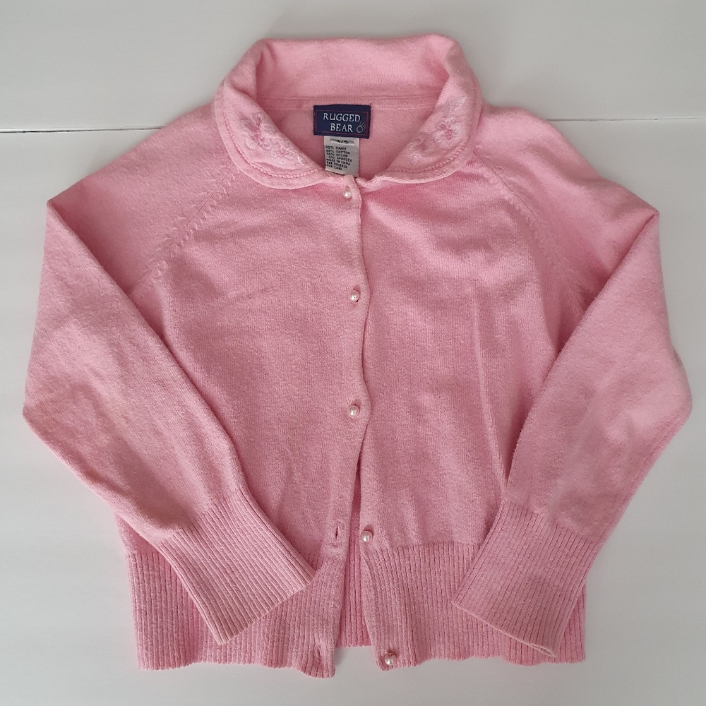 Rugged Bear Girls Button Pink Sweater Sz 4
